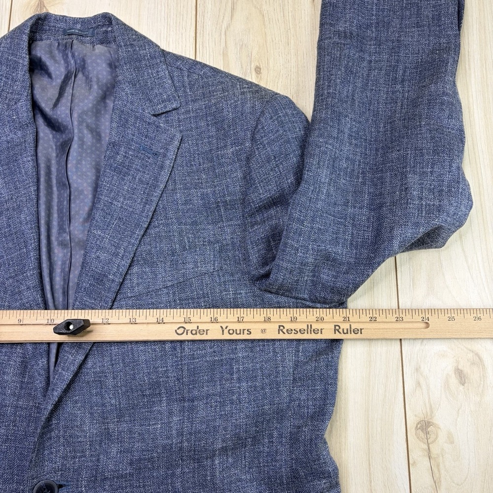 Joseph Abboud Indigo Blue E.THOMAS Wool Silk Linen Chambray Blue Blazer Mens 40R - Picture 4 of 11